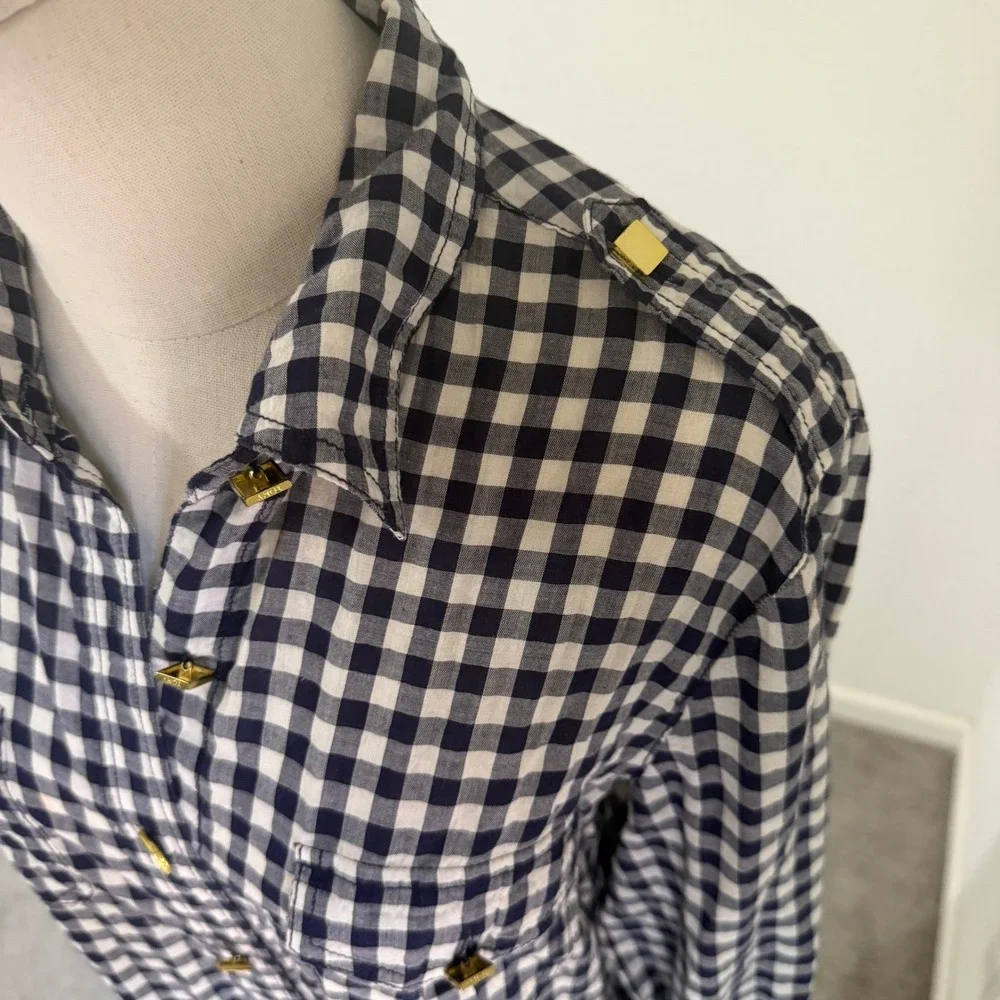 Tory Burch Gingham Shirt Dress Sz 8 Cotton Classic Preppy Designer Polished Chic